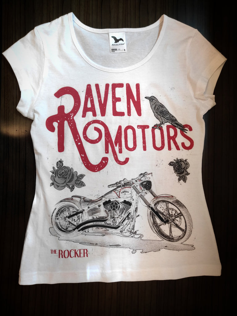RAVEN MOTORS RIDE női motoros póló Fehér/Piros