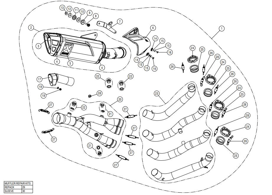 AKRAPOVIC YAMAHA R1 (2015-2023) kipufogó rendszer