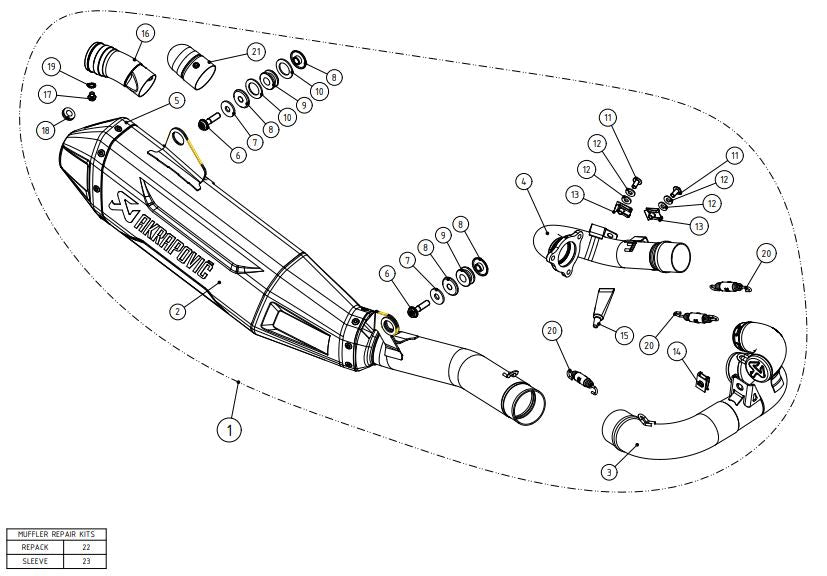 AKRAPOVIC YAMAHA YZ450F (2023) kipufogó rendszer