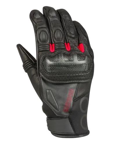 Nyári kesztyű.
Textil és bőr: kecskebőr,neoprén és spandex.
Protektorral.
Megerősített tenyérrész.
Állítható csuklórész.
Érintőképernyő kompatibilis.