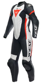 DAINESE GROBNIK LADY egyrészes perforált női motoros bőrruha 40 Fekete fehér fluo piros