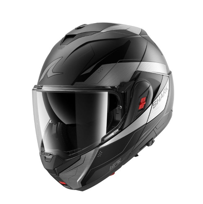 SHARK OXO MEKARIUM MAT zárt motoros bukósisak Szürke króm fekete matt