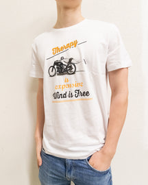 Szabadon a motoron, motoros póló fehér