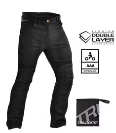 A Trilobite legújabb AAA minősítésű protektoros motoros farmernadrágja.
A kényelem és a biztonság szempontjait ötvözték a motorosok kedvenc farmernadrágjában
EN 17092-2:2020 szabvány szerint, CE AAA minősítésű nadrág.
Állítható magasságú Trilobite CE LEVEL 2 térdprotektor.
Trilobite CE LEVEL 2 csípőprotektor.

Comb szellőzőzsebek.
Légáteresztő lépésbetét.
2 első zseb, 2 hátsó zseb, 1 érmezseb.
Stretch panelek 3 helyen: térd felett, deréknál, lépésbetétnél.
Hátul megemelt derékrész.
Elöl dupla bújtatók.

Víz