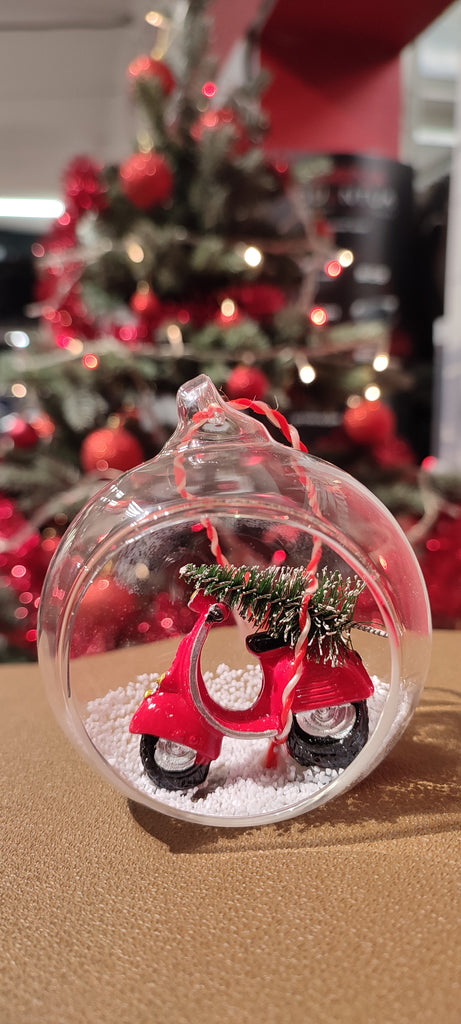 VESPA motoros üveg karácsonyfa dísz
