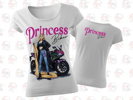 BIKER PRINCESS Aranyhaj női motoros póló Fehér L