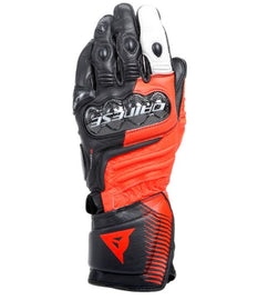 DAINESE CARBON 4 hosszú motoros bőrkesztyű fekete fehér piros