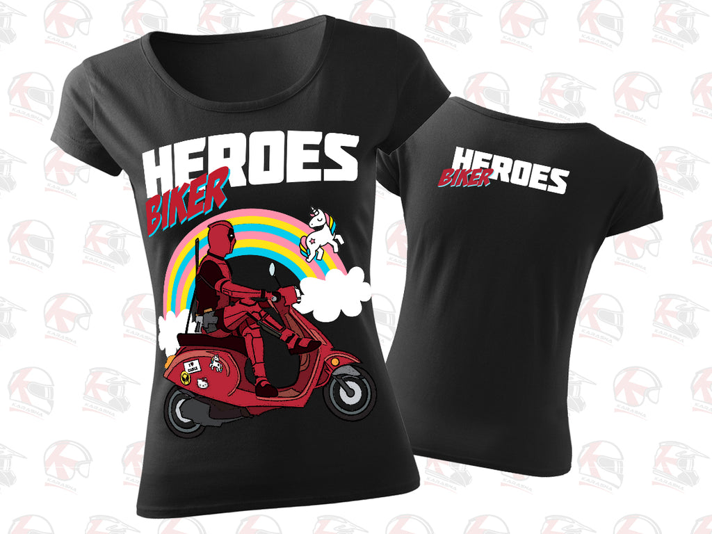 BIKER Deadpool női motoros póló Fekete
