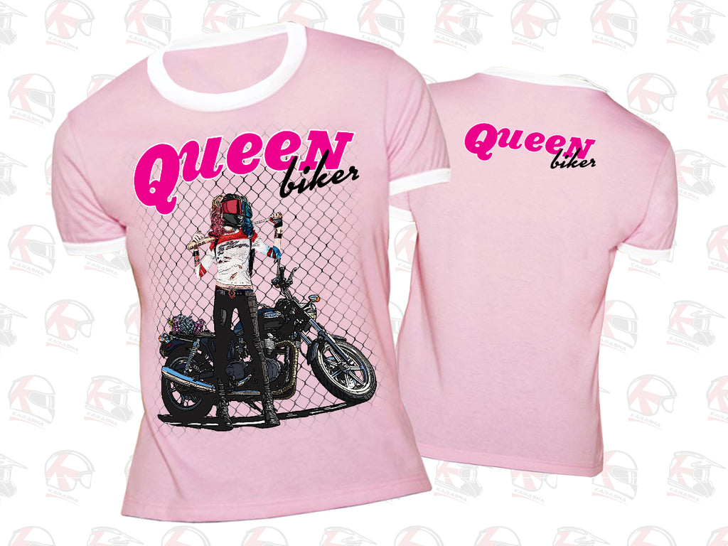 BIKER QUEEN női motoros női póló Rózsaszín