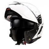 SENA IMPULSE bright white crash helmet with openable chin with integrated MESH communication system 